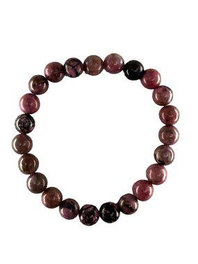 8mm Natural Red Black Rhodonite Bead Bracelet Heart Chakra Balance Healing Gift